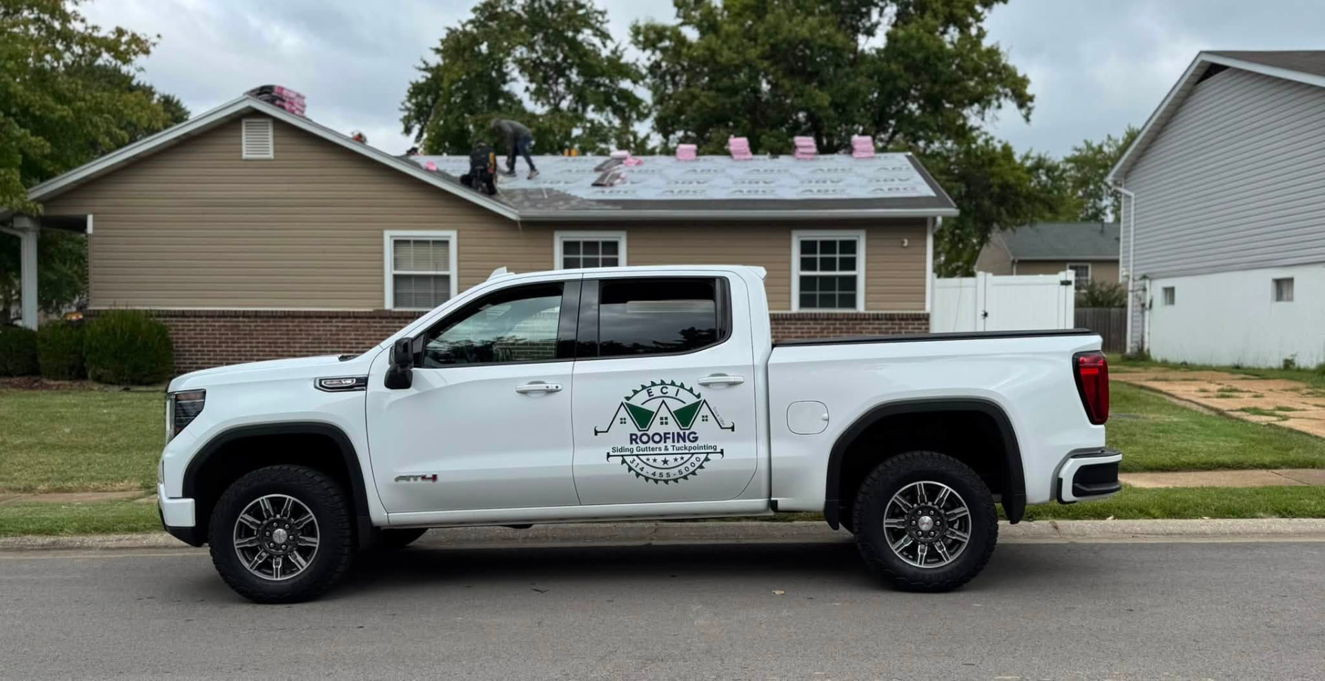 ECI truck on site at a Missouri roofing job